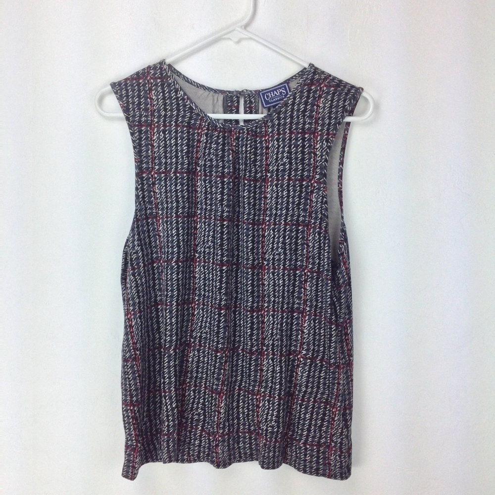 Black gray and red chaps tank